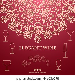 Corporate Design. Stylish text , wine label , grape leaf ,  can be use as  banner, poster or wine label.