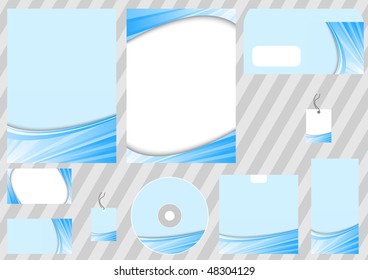 Corporate design template - blue ray concept. Vector illustration