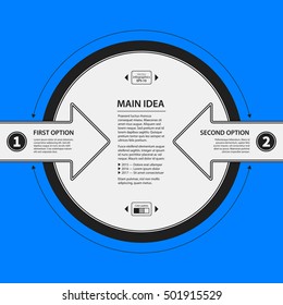 Corporate design template on blue background. Black and white colors. Useful for advertising, presentations and web design.