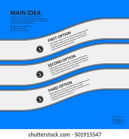 Corporate design template on blue background. Black and white colors. Useful for advertising, presentations and web design.