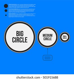 Corporate design template on blue background. Black and white colors. Useful for advertising, presentations and web design.