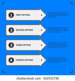 Corporate design template on blue background. Black and white colors. Useful for advertising, presentations and web design.