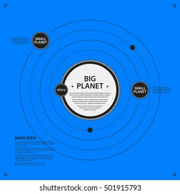 Corporate design template on blue background. Black and white colors. Useful for advertising, presentations and web design.