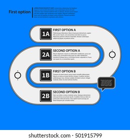 Corporate design template on blue background. Black and white colors. Useful for advertising, presentations and web design.