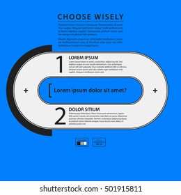 Corporate design template on blue background. Black and white colors. Useful for advertising, presentations and web design.