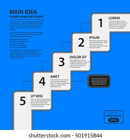 Corporate design template on blue background. Black and white colors. Useful for advertising, presentations and web design.