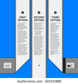 Corporate design template on blue background. Black and white colors. Useful for advertising, presentations and web design.