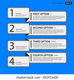 Corporate design template on blue background. Black and white colors. Useful for advertising, presentations and web design.