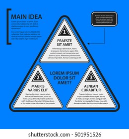 Corporate design template on blue background. Black and white colors. Useful for advertising, presentations and web design.
