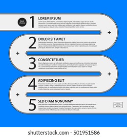 Corporate design template on blue background. Black and white colors. Useful for advertising, presentations and web design.