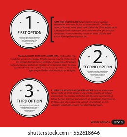 Corporate design template on red background. Black and white colors. Useful for advertising, presentations and web design.