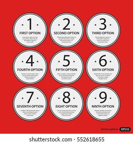 Corporate design template on red background. Black and white colors. Useful for advertising, presentations and web design.