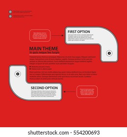 Corporate design template on red background. Black and white colors. Useful for advertising, presentations and web design.