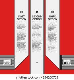 Corporate design template on red background. Black and white colors. Useful for advertising, presentations and web design.