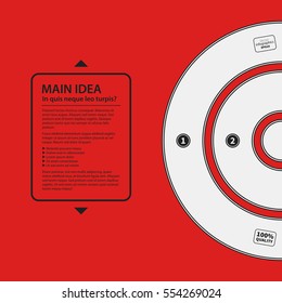 Corporate design template on red background. Black and white colors. Useful for advertising, presentations and web design.