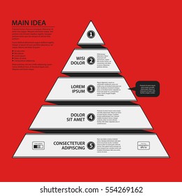 Corporate design template on red background. Black and white colors. Useful for advertising, presentations and web design.