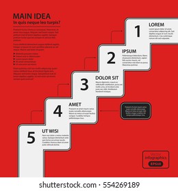 Corporate design template on red background. Black and white colors. Useful for advertising, presentations and web design.