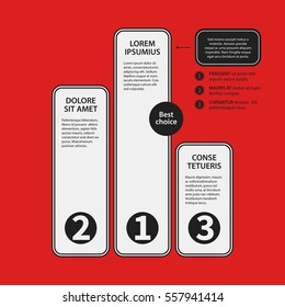 Corporate design template on red background. Black and white colors. Useful for advertising, presentations and web design.