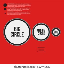 Corporate design template on red background. Black and white colors. Useful for advertising, presentations and web design.