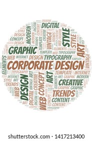 Corporate Design word cloud. Wordcloud made with text only.