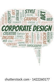 Corporate Design word cloud. Wordcloud made with text only.