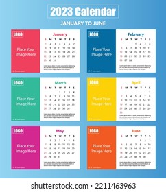 The corporate desk calendar 2023 week starts on Sunday template for the annual calendar 2023 Creative New year Calendar January to June