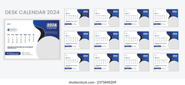 Corporate desk calendar design for 2024 year, creative and attractive 2024 calendar design, professional desk calendar design week start on monday,
