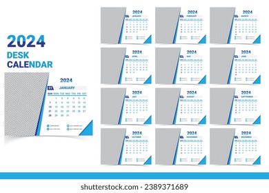 Diseño de calendario de escritorio corporativo, diseño de vectores, plantilla.