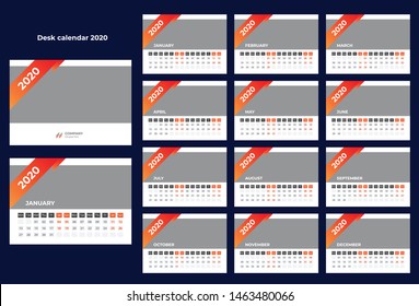 corporate desk calendar template design 2020