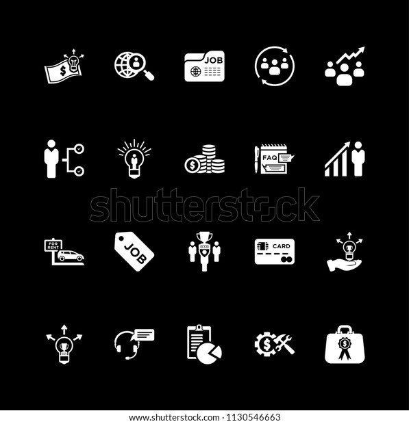 Corporate Development Business - set of flat vector\
icons white
