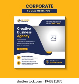 Corporate Digital Business Marketing Agency Social Media Banner, Square Flyer Template, Editable web Banner Post Template, Promotion Stories Ads