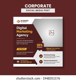 Corporate Digital Business Marketing Agency Social Media Banner, Square Flyer Template, Editable web Banner Post Template, Promotion Stories Ads Premium Vector