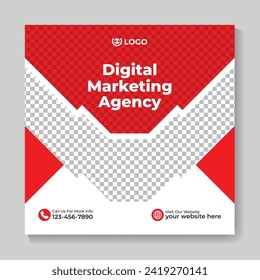 Corporate digital marketing agency social media post design modern business square web banner template
