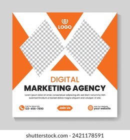 Corporate digital marketing agency social media post design creative square web banner template