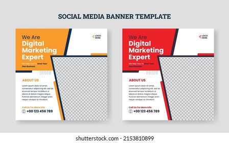 Corporate Digital Marketing Banner Post Promotion and Corporate Social Media Post Template
