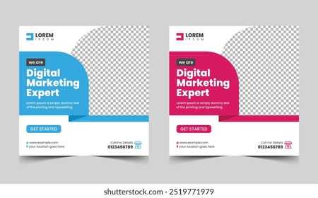 Corporate digital marketing banner for social media post design template