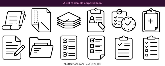 Corporate Document and Office Icons Vector Set
