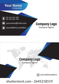 Corporate Double Side Business Card Black and Blue Gradient Design