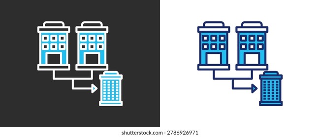 Corporate Downsizing Icon Set, Colored Outline Vector Illustration