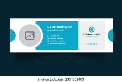 Corporate email signature for all business with black background, unique vector design template.
