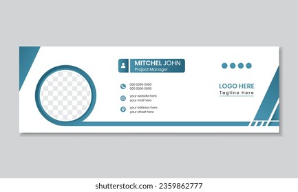 Corporate email signature for all business with white background, unique vector design template. Modern and Minimal Layout.