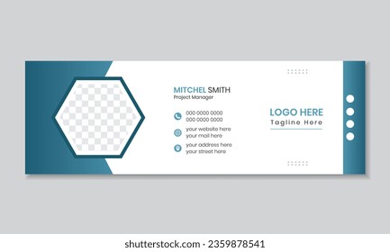 Corporate email signature for all business with white background, unique vector design template. Modern and Minimal Layout.