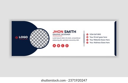 Corporate email signature for all business. red and blue shape with white background, unique vector design template.