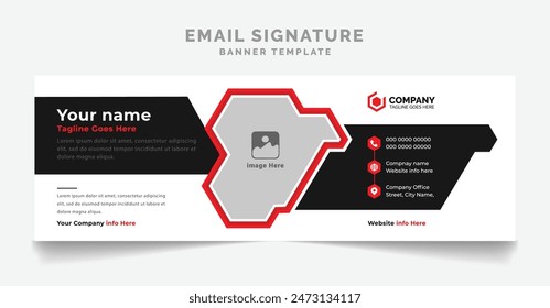 Corporate email signature banner modern and minimalist footer sign template layout