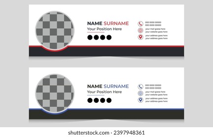 Corporate Email Signature Design. Modern Creative Email Signature Design Template for Business. Social Media Cover and Email Signature Template in Vector.