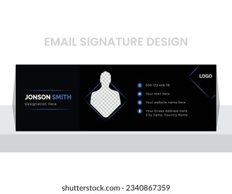 Corporate email signature design template with black background. 