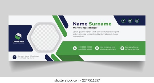 Corporate Email signature modern template design. Emailers personal business minimalist personal web social media banner.