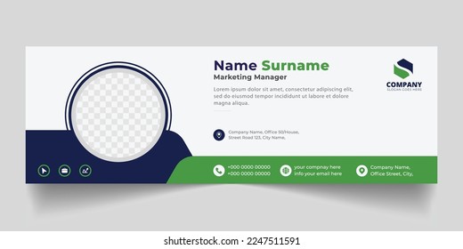 Corporate Email signature modern template design. Emailers personal business minimalist personal web social media banner.