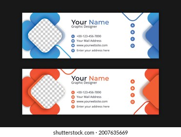 Corporate Email Signature Template Design. With Two Types Of Different Designs And Vector illustrations. And Two Colors Variations