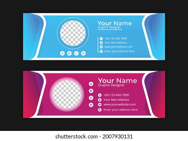 Corporate Email Signature Template Design. With Two Types Of Different Designs And Vector illustrations. And Two Colors Variations